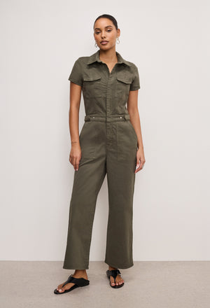 FIT FOR SUCCESS TWILL PALAZZO CROPPED JUMPSUIT | FATIGUE001