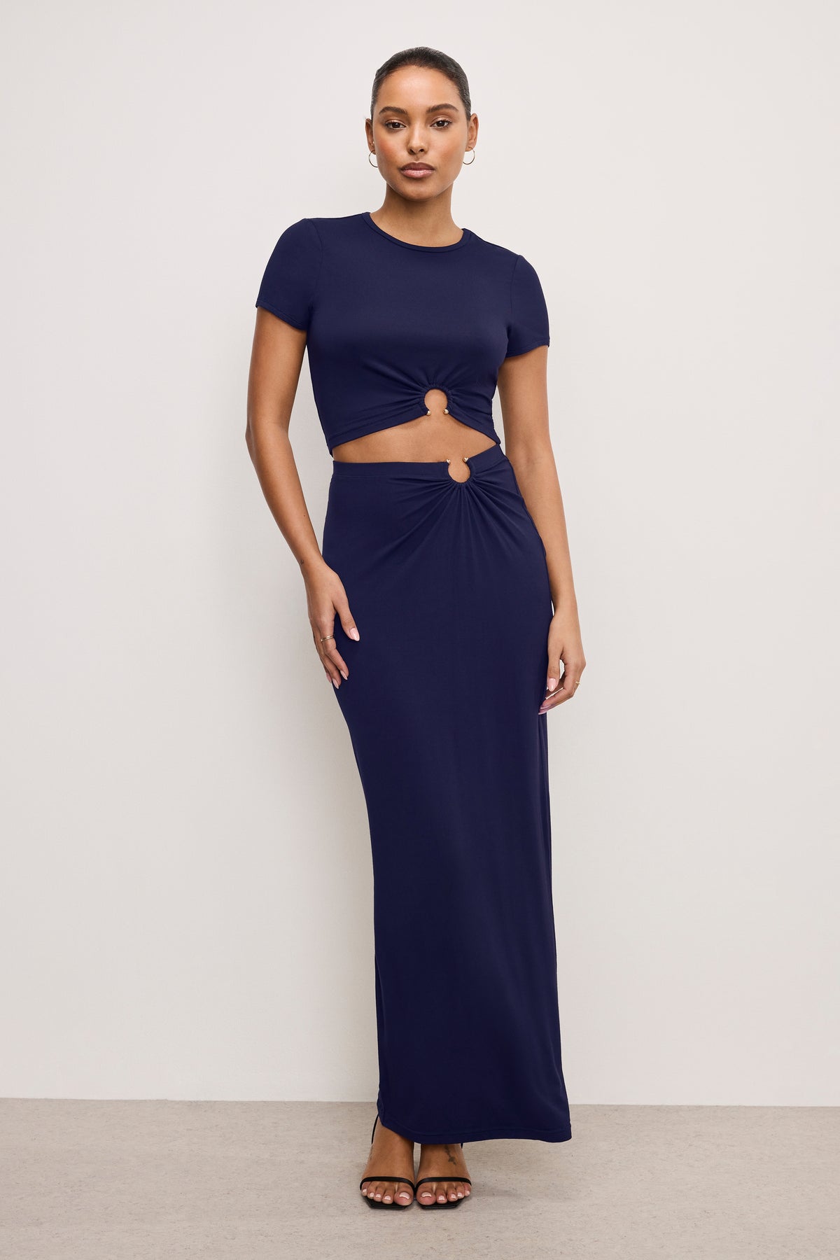 STRETCH JERSEY MAXI SKIRT | HORIZON INK