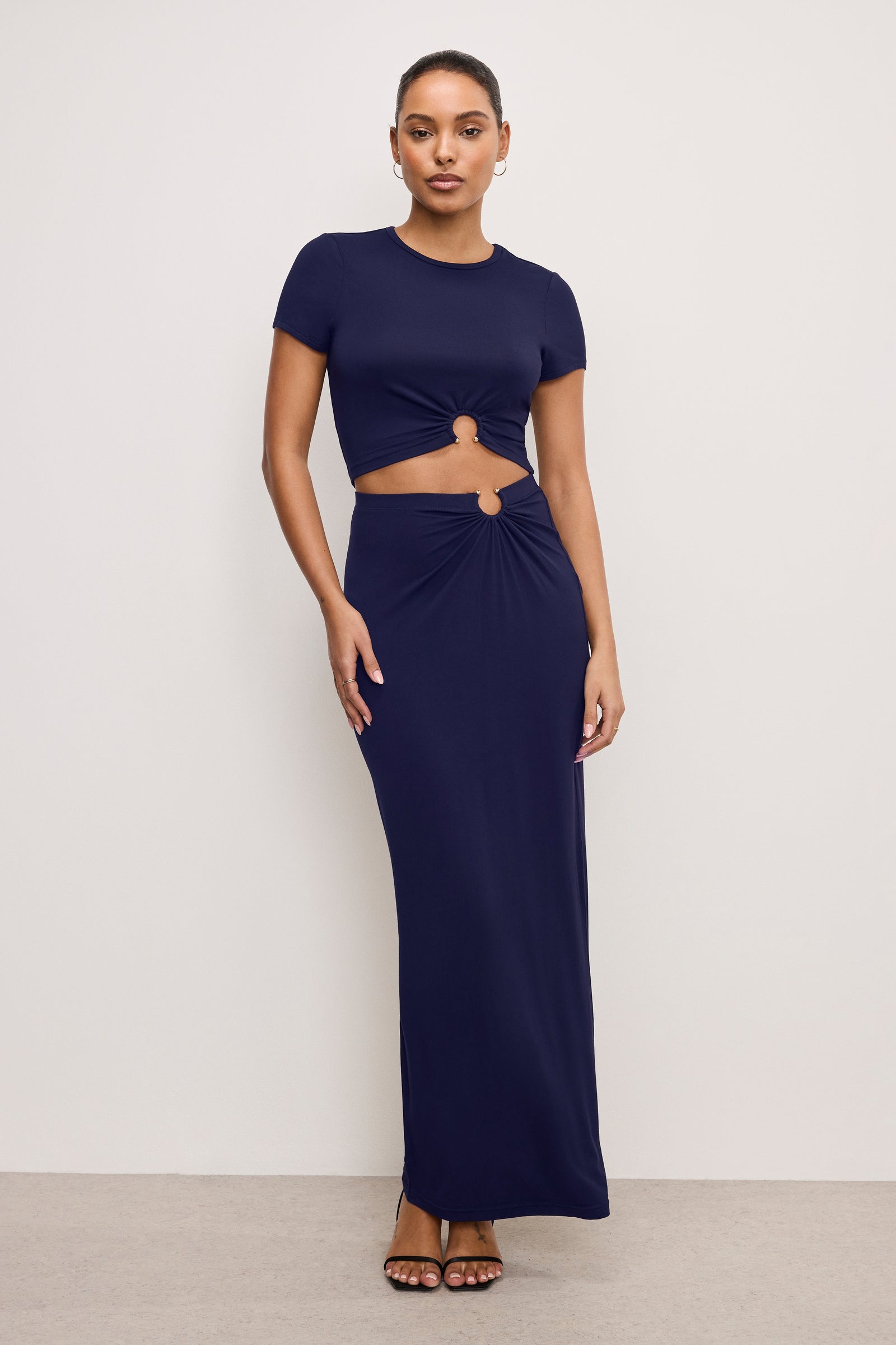 STRETCH JERSEY MAXI SKIRT | HORIZON INK