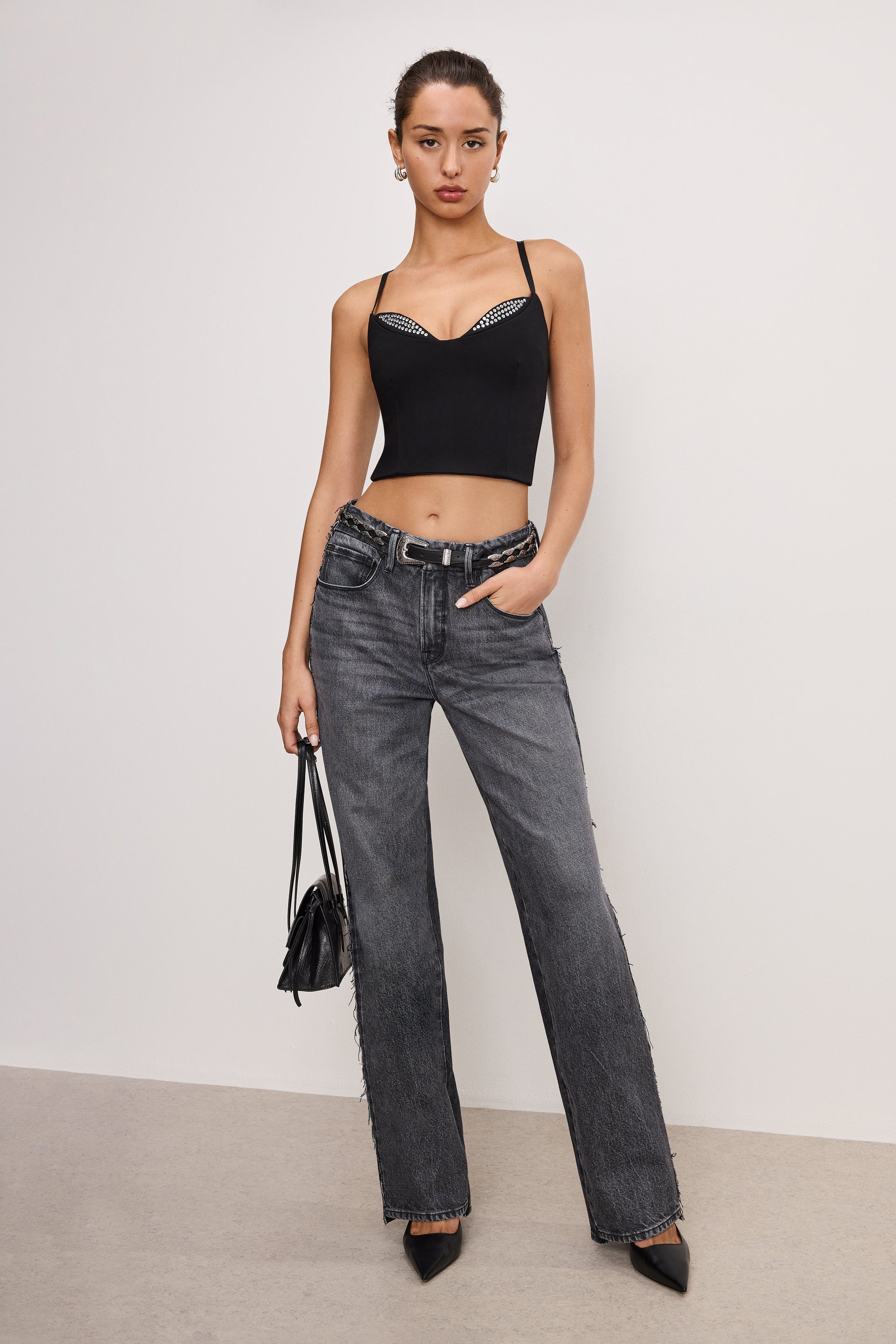 PONTE EMBELLISHED TOP BLACK001