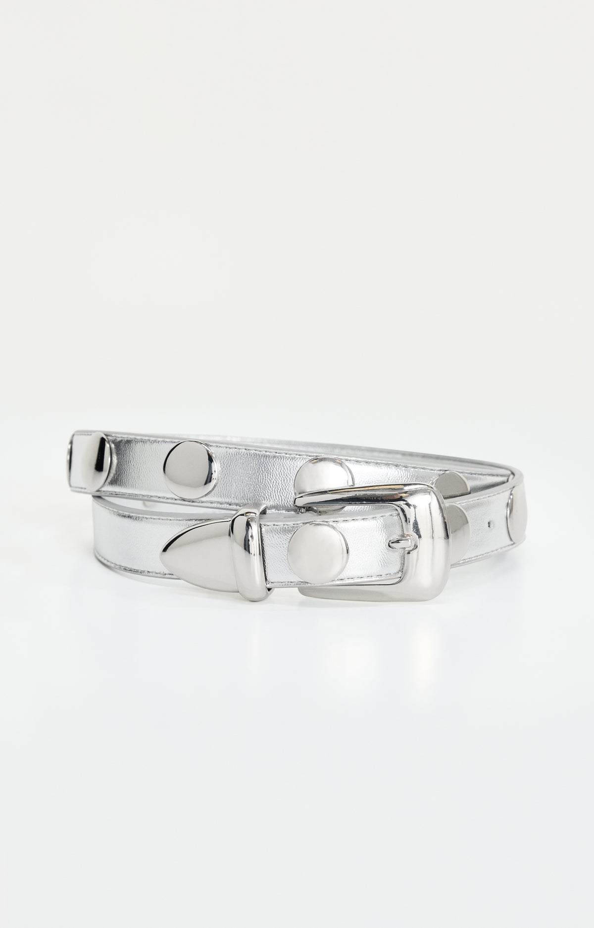 CLASSIC STUDDED SILVER BELT | CHROME004