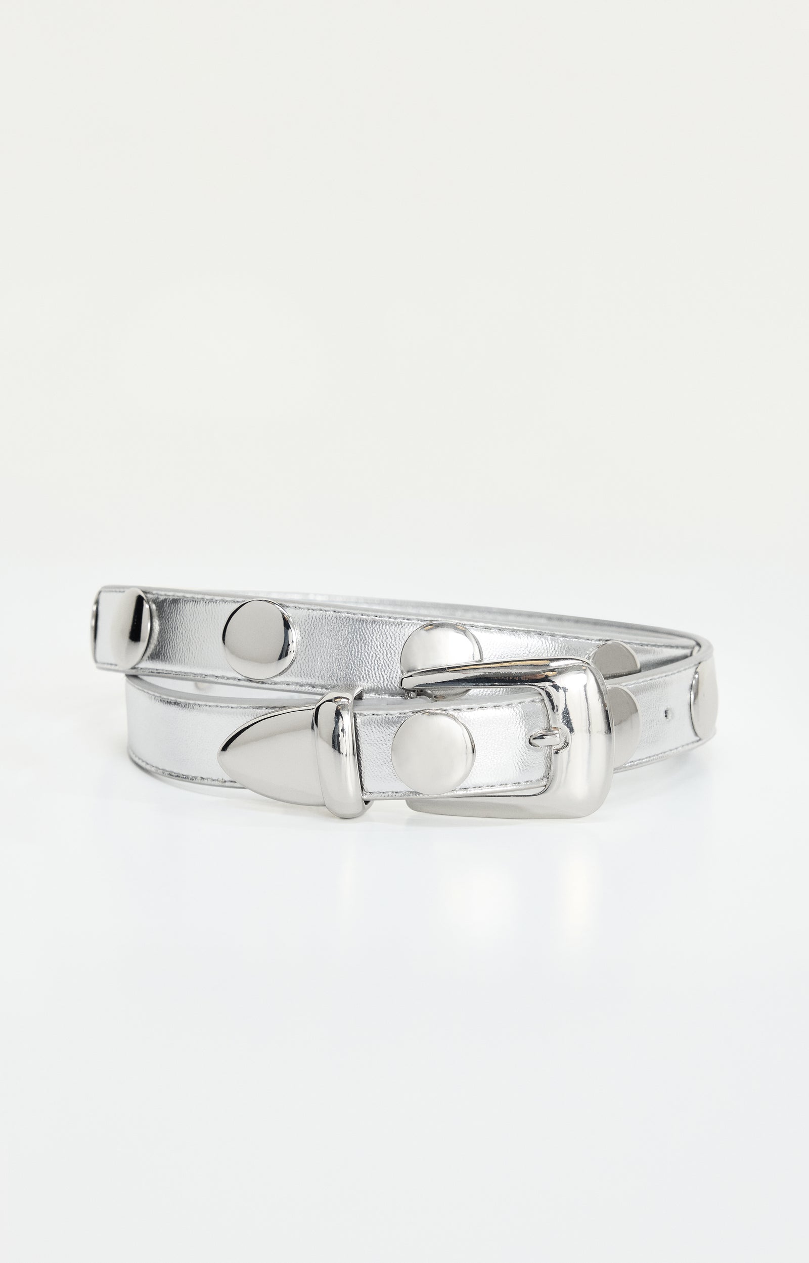 CLASSIC STUDDED SILVER BELT | CHROME004