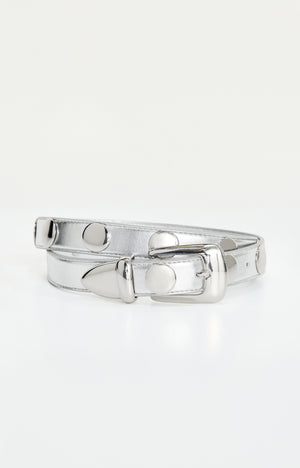 CLASSIC STUDDED SILVER BELT | CHROME004
