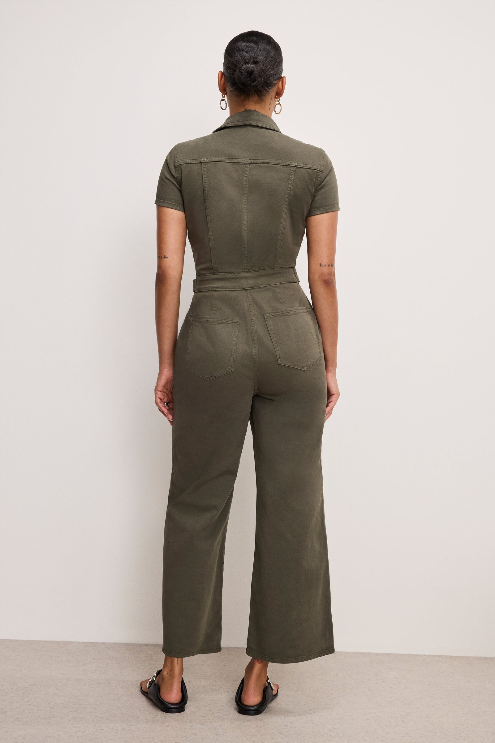 FIT FOR SUCCESS TWILL PALAZZO CROPPED JUMPSUIT | FATIGUE001
