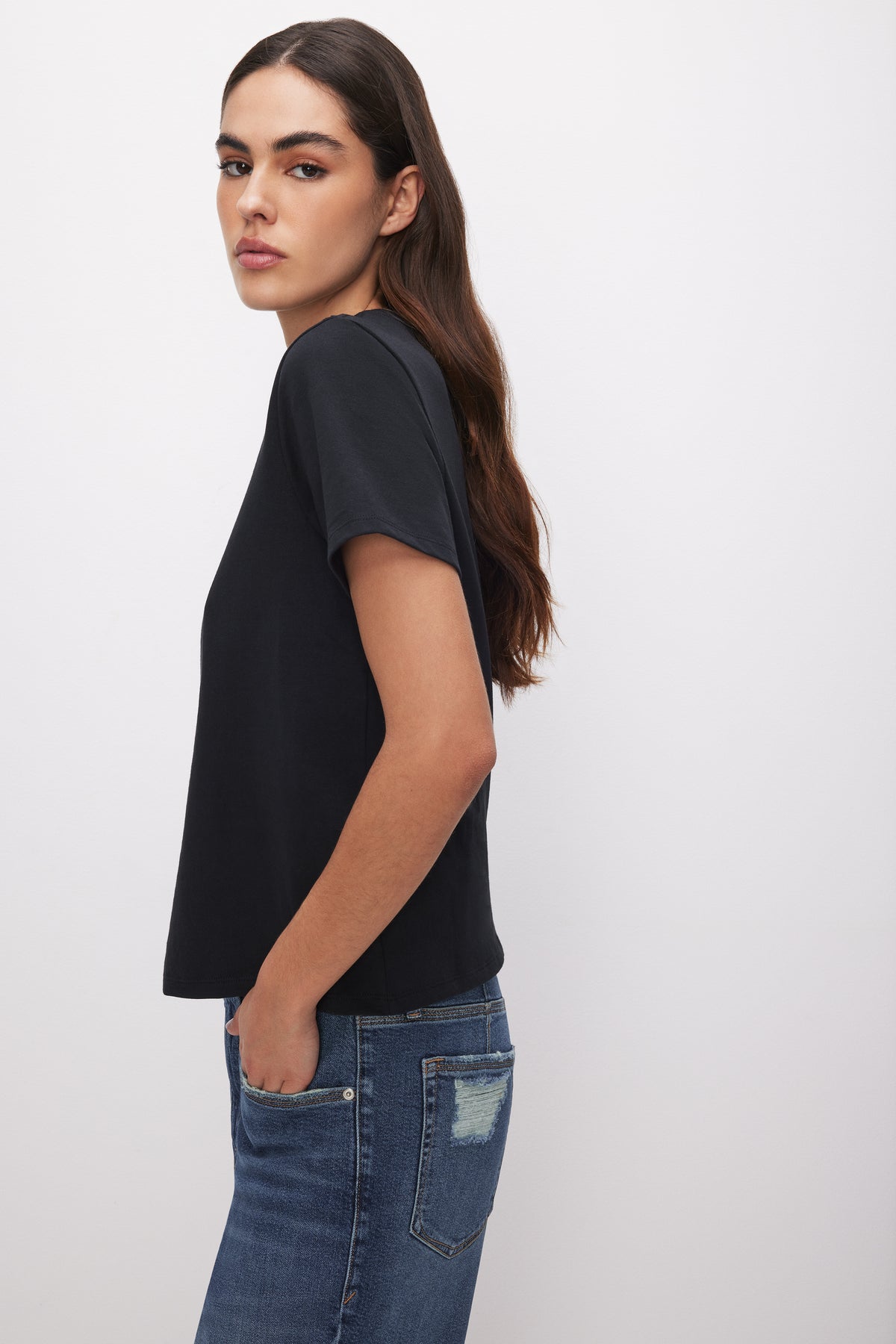 COTTON CLASSIC TEE | BLACK001-3 | GOOD AMERICAN | MODEL_A