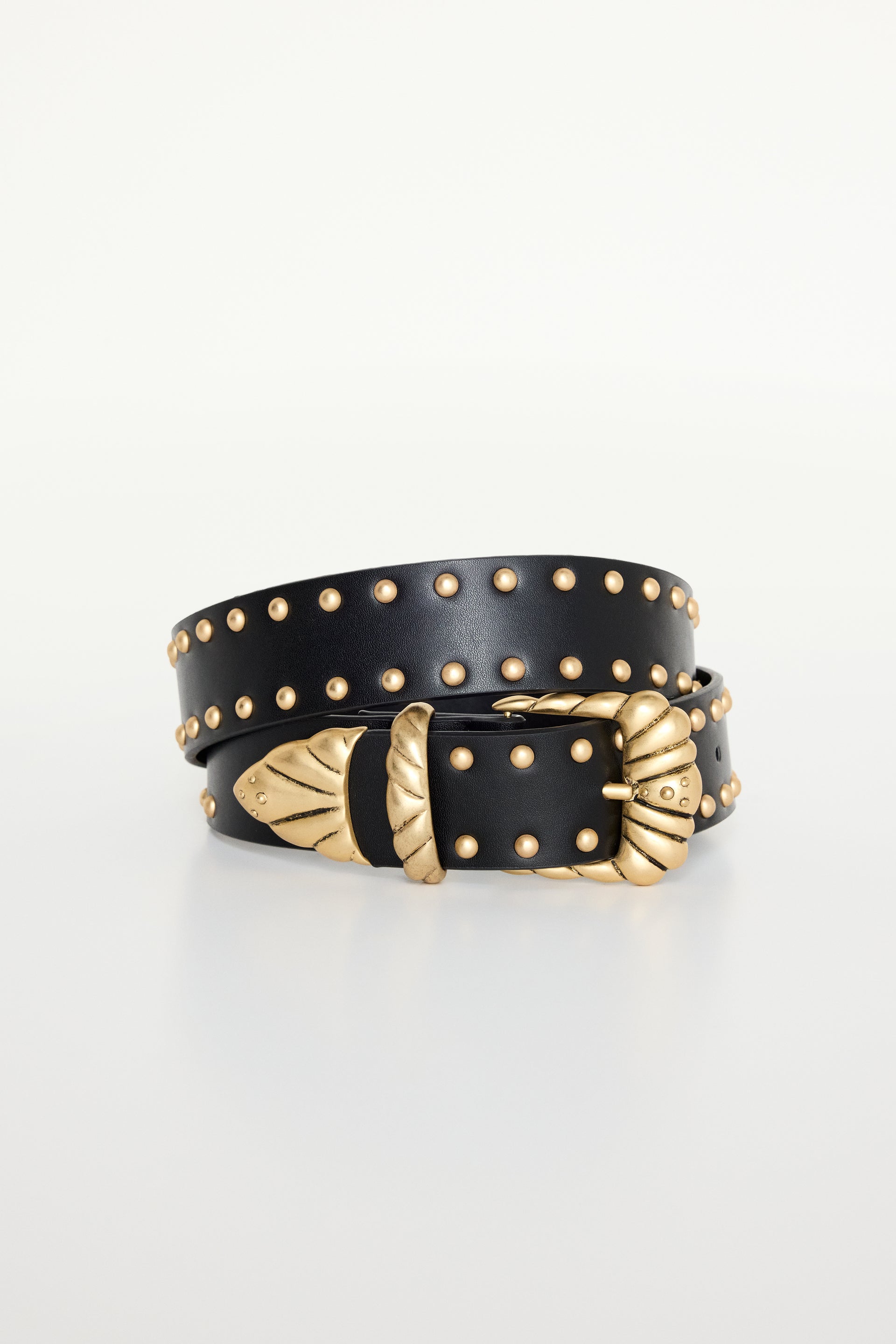 WIDE STUDDED WESTERN BELT BLACK001