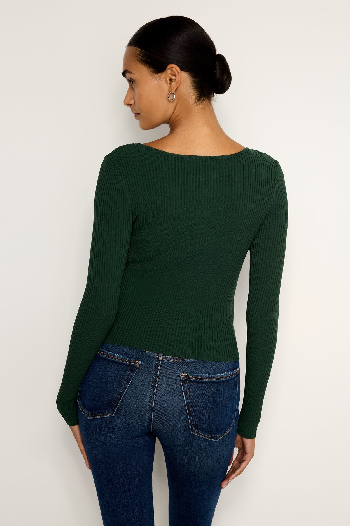 STRETCH RIB KNIT SWEATER | PINE GREEN003