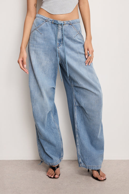 LITE LINEN DENIM PARACHUTE PANTS | INDIGO794
