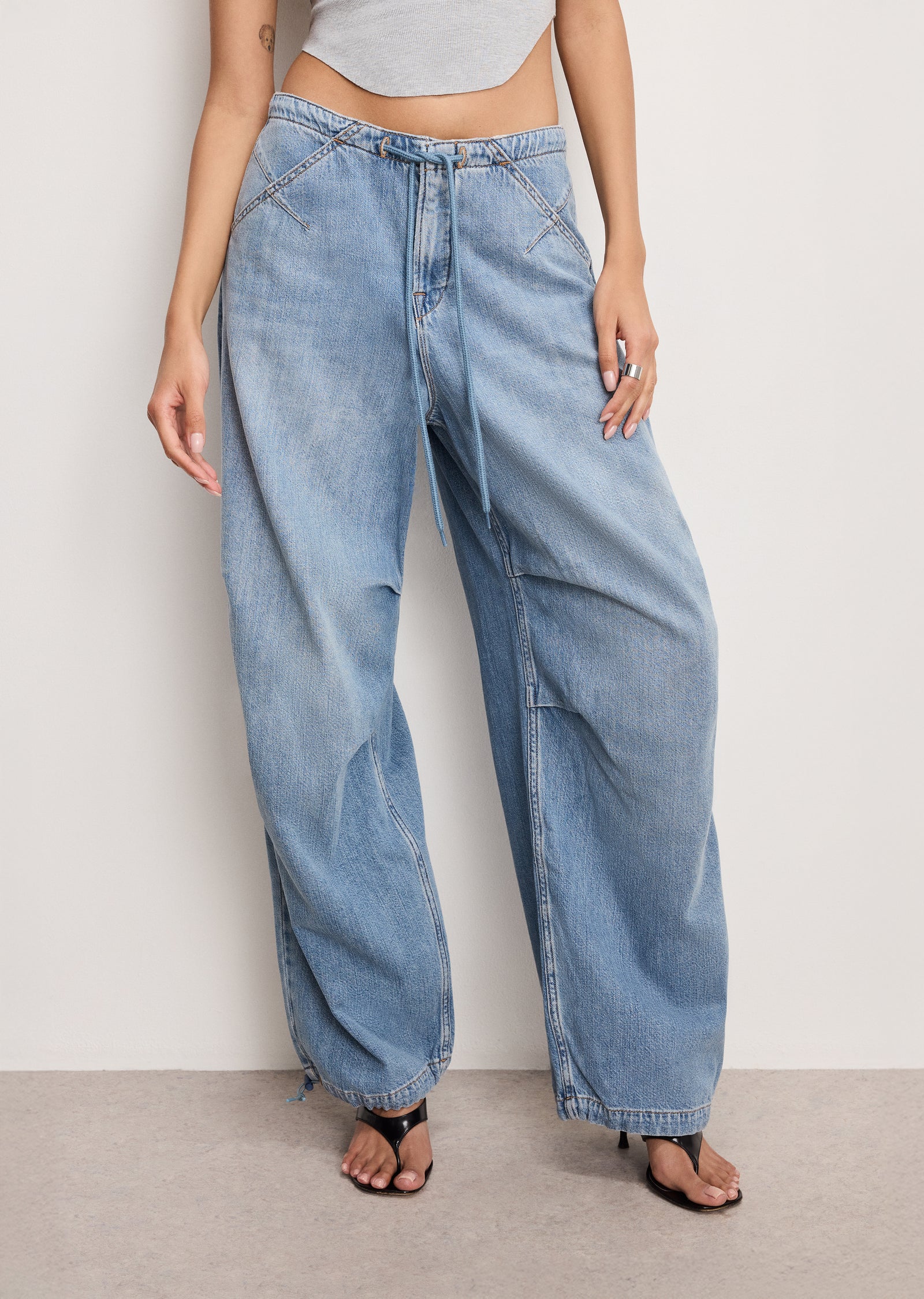 LITE LINEN DENIM PARACHUTE PANTS | INDIGO794