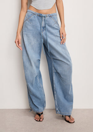 LITE LINEN DENIM PARACHUTE PANTS | INDIGO794