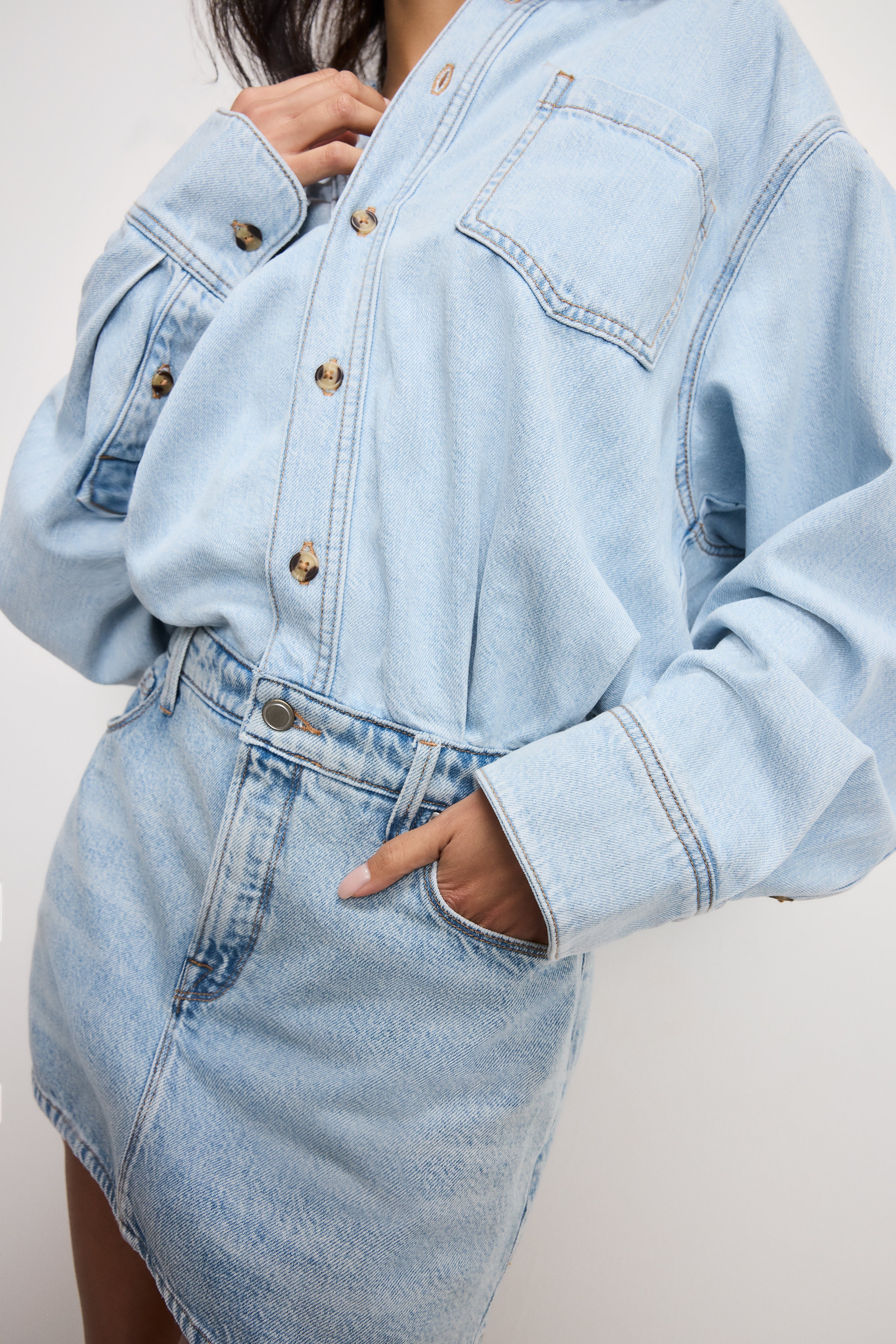 DENIM SHIRT DRESS | INDIGO795 – GOOD AMERICAN
