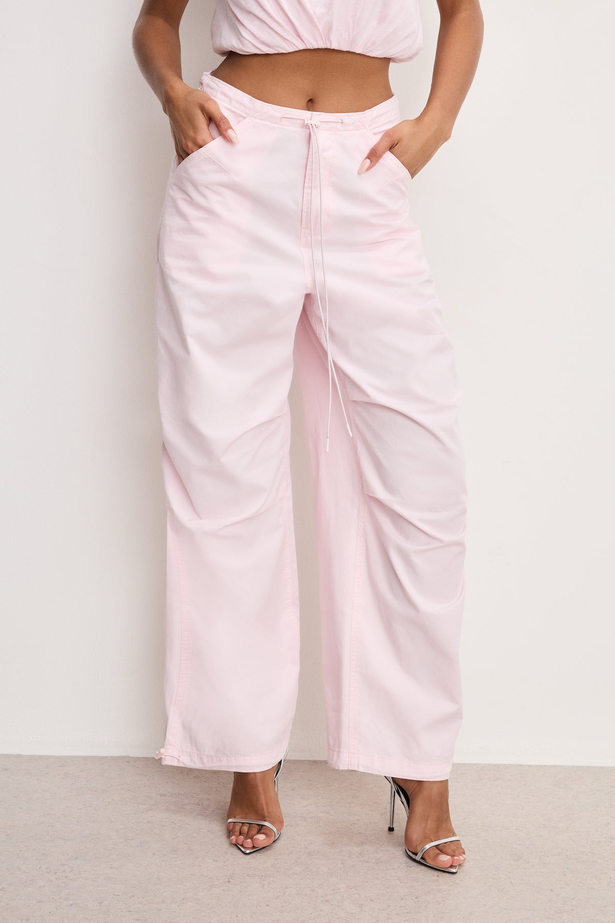 TWILL PARACHUTE PANTS | BUBBLEGUM005-3 | GOOD AMERICAN | MODEL_A