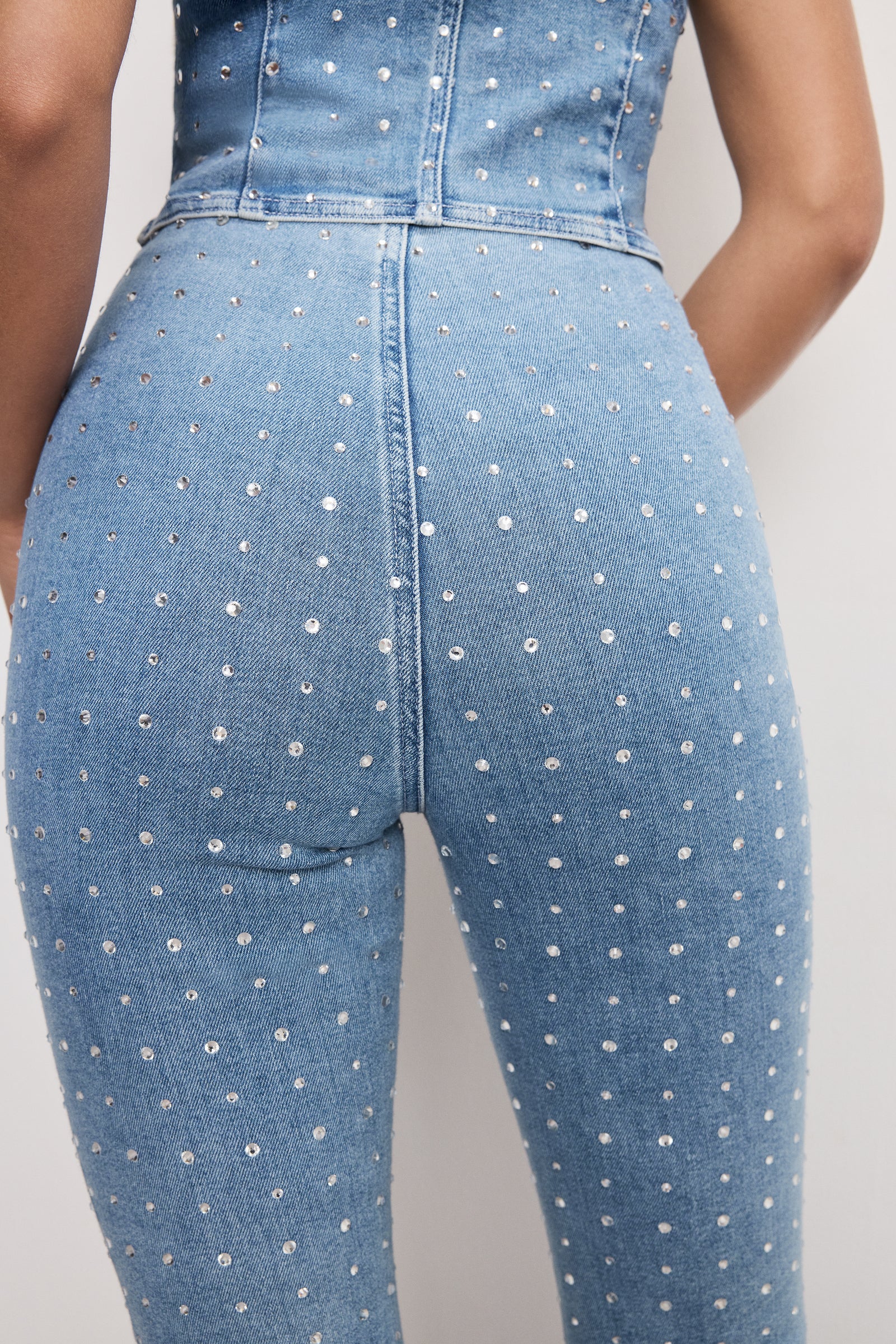 DOLLY CRYSTAL DENIM PULL ON PANTS | INDIGO1023