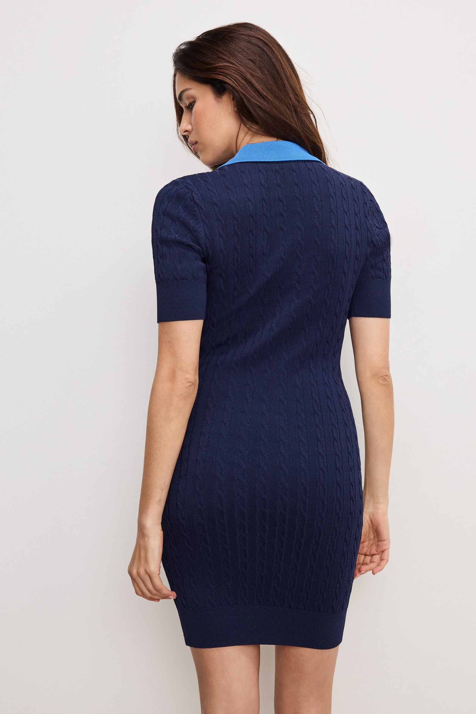 CABLE KNIT MINI DRESS | MIDNIGHT002