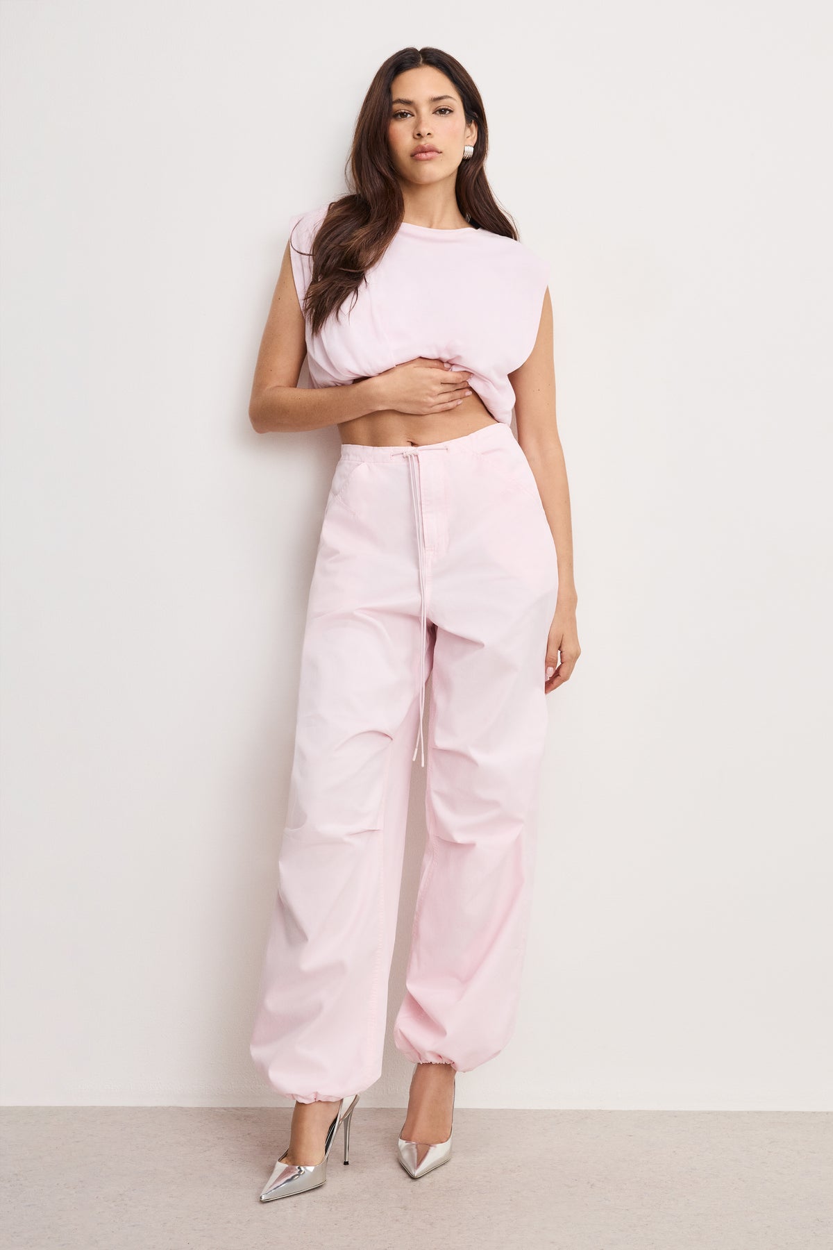 TWILL PARACHUTE PANTS | BUBBLEGUM005