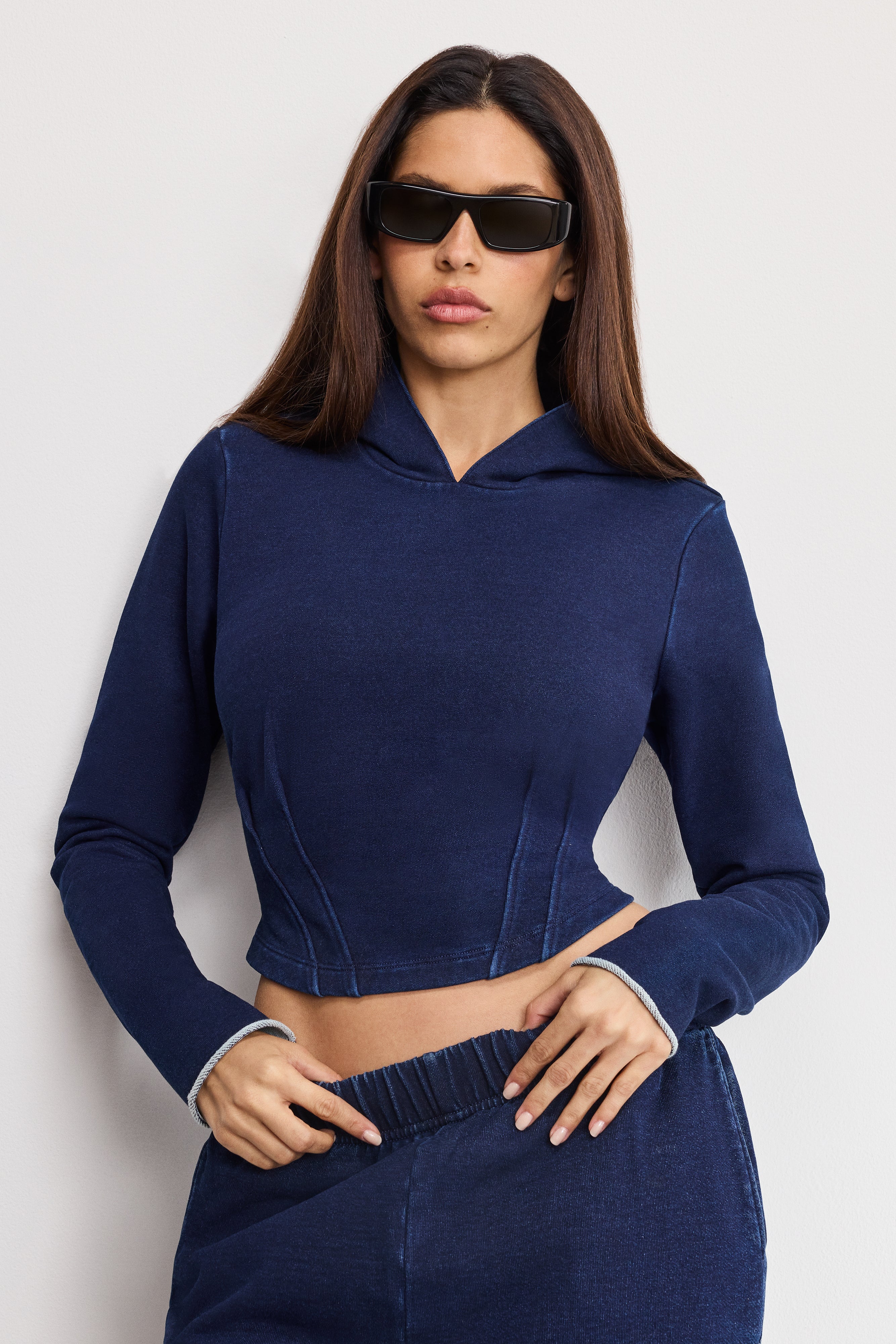 JEANIUS CORSET HOODIE | INDIGO1029 – GOOD AMERICAN