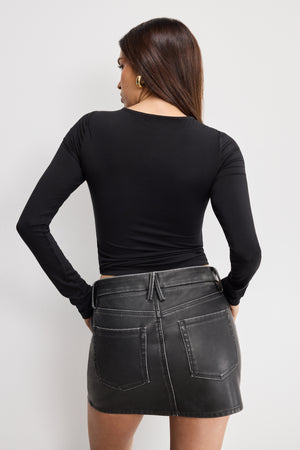 JERSEY U WIRE LONG SLEEVE TOP | BLACK001