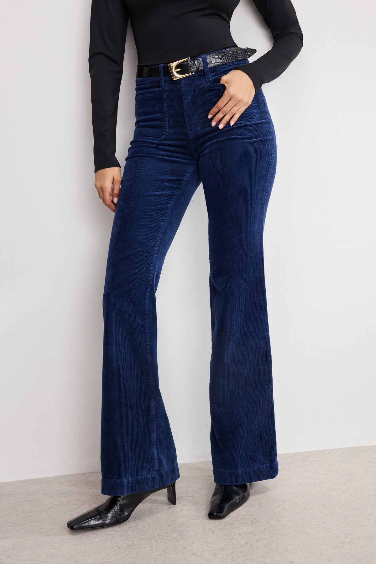 GOOD LEGS FLARE CORDUROY PANTS | MIDNIGHT002