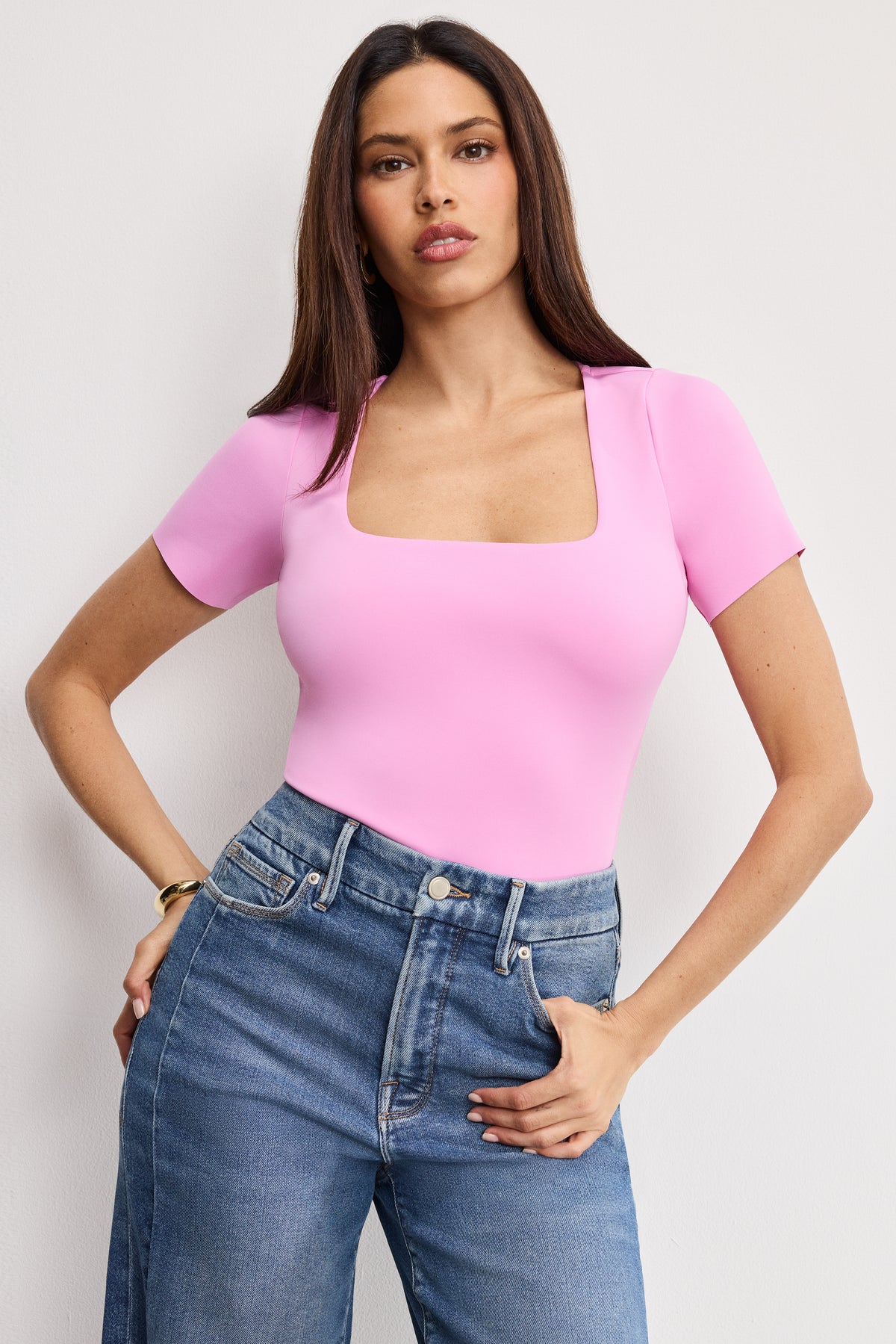 SCULPTING SQUARE NECK BODYSUIT | FUSCHIA002