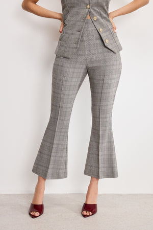 PLAID PULL ON KICK FLARE PANTS | GLEN PLAID001