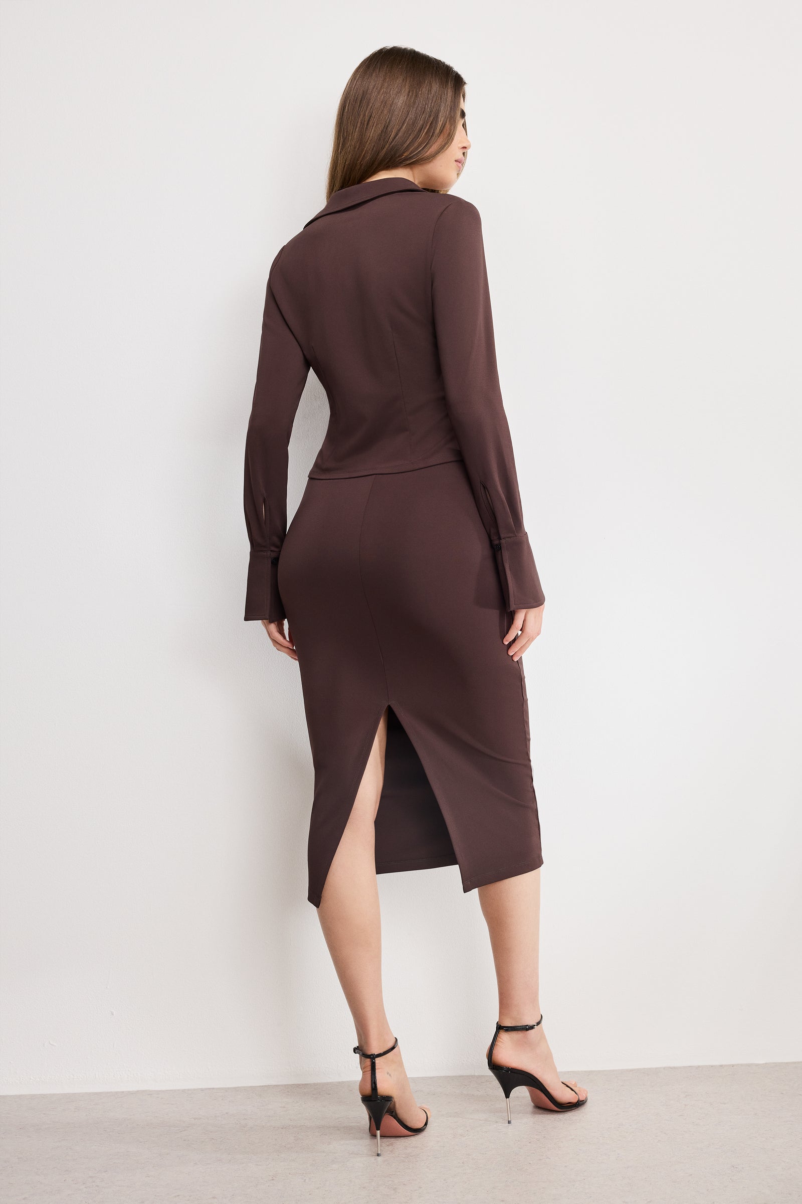 MATTE JERSEY MIDI PENCIL SKIRT | BARK003