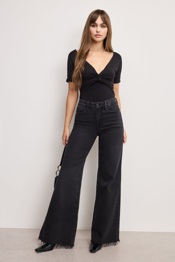 JERSEY TWIST FRONT BODYSUIT | BLACK001