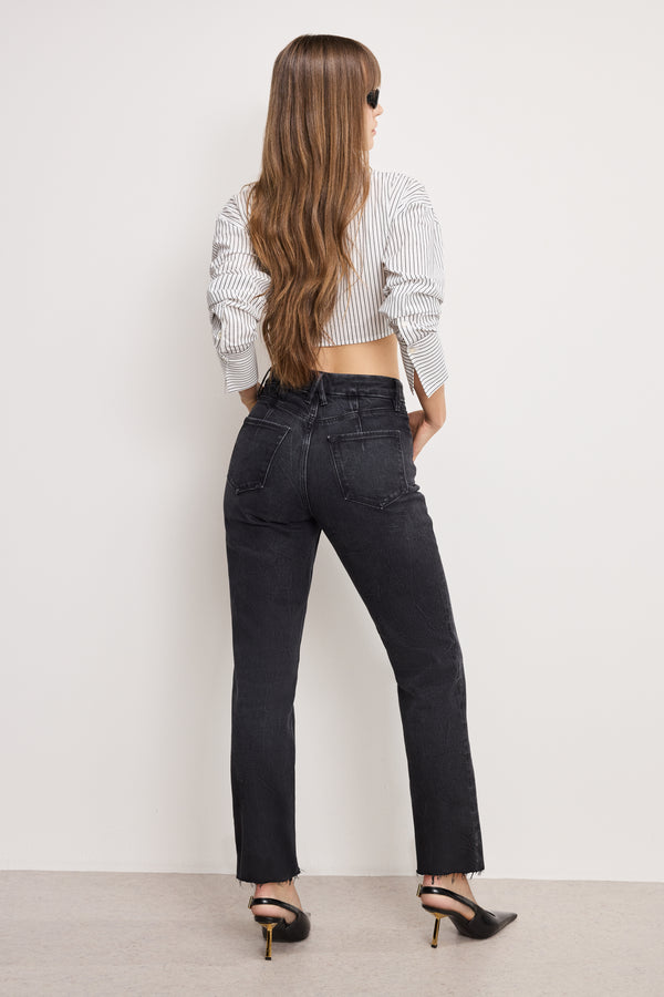 GOOD ICON STRAIGHT ANKLE JEANS | BLACK404