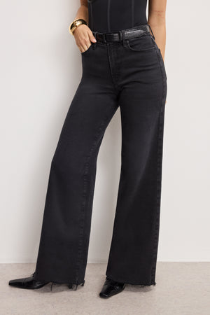 SOFT TECH GOOD WAIST PALAZZO JEANS | BLACK391