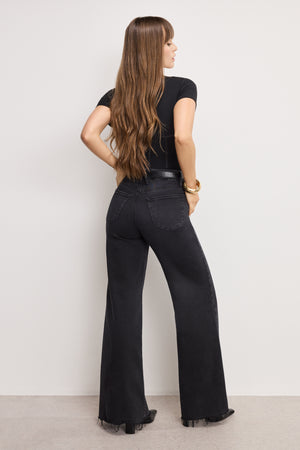 SOFT TECH GOOD WAIST PALAZZO JEANS | BLACK391