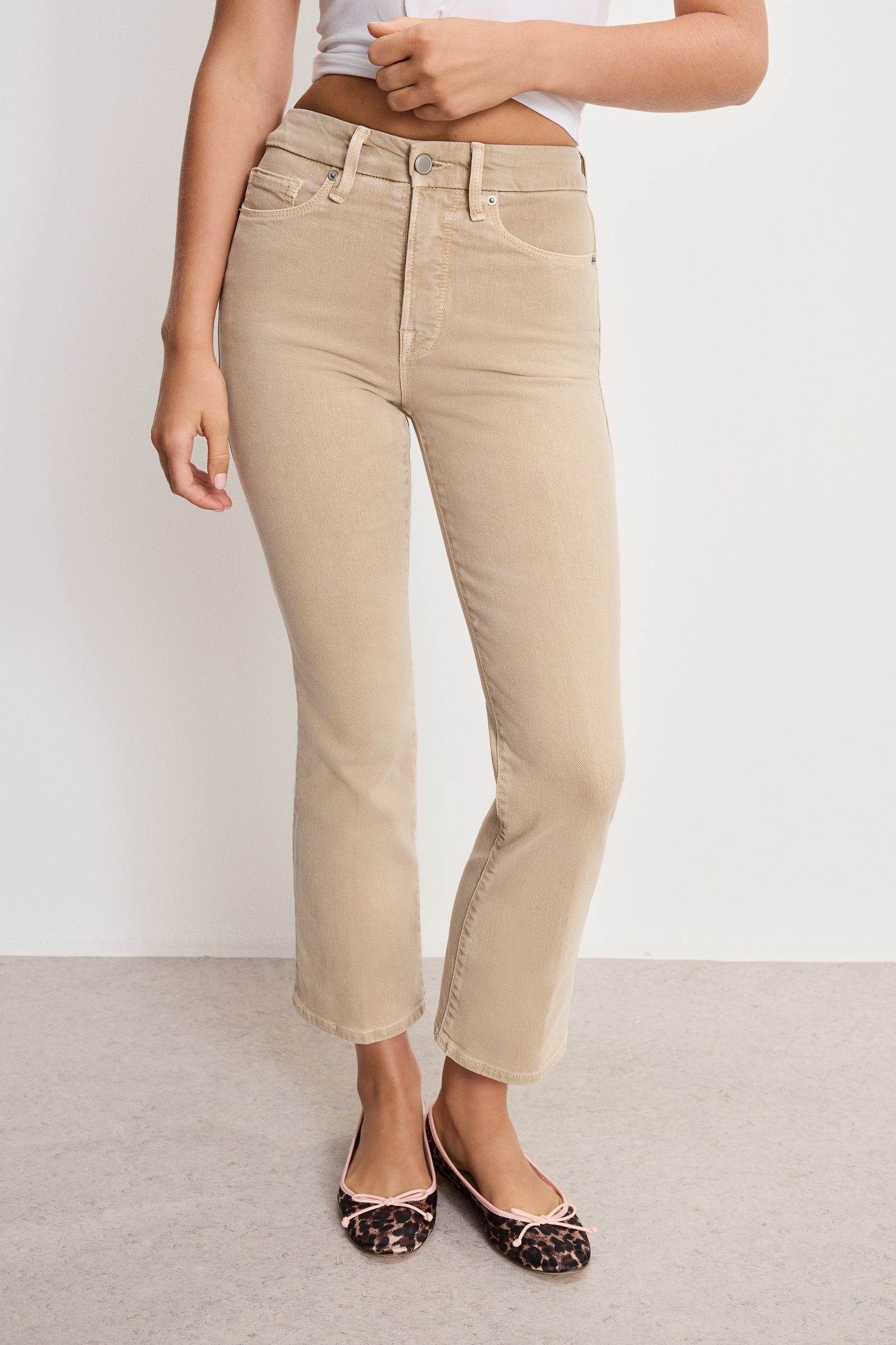 GOOD LEGS CROP MINI BOOT JEANS | ALMOND001