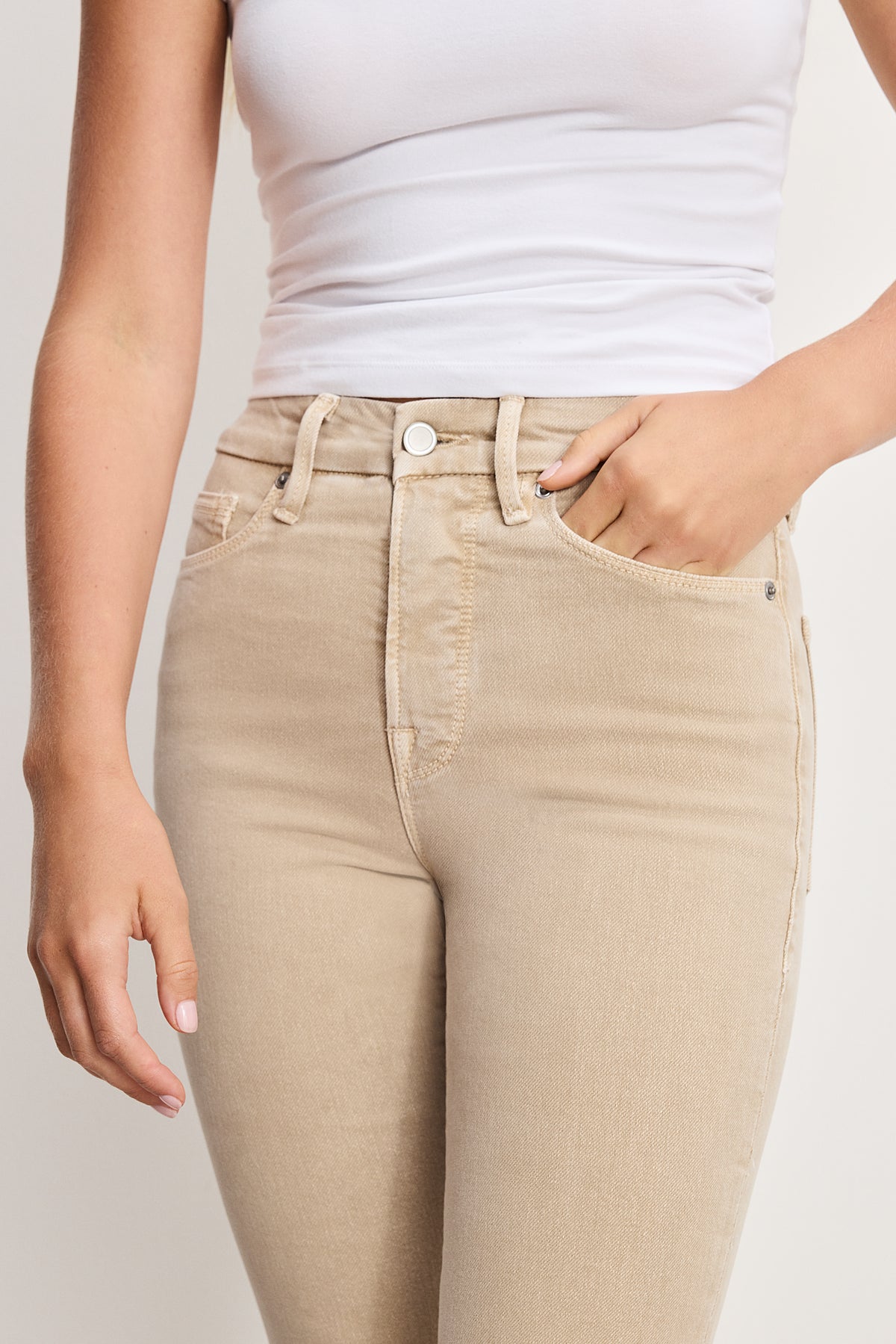 GOOD LEGS CROP MINI BOOT JEANS | ALMOND001