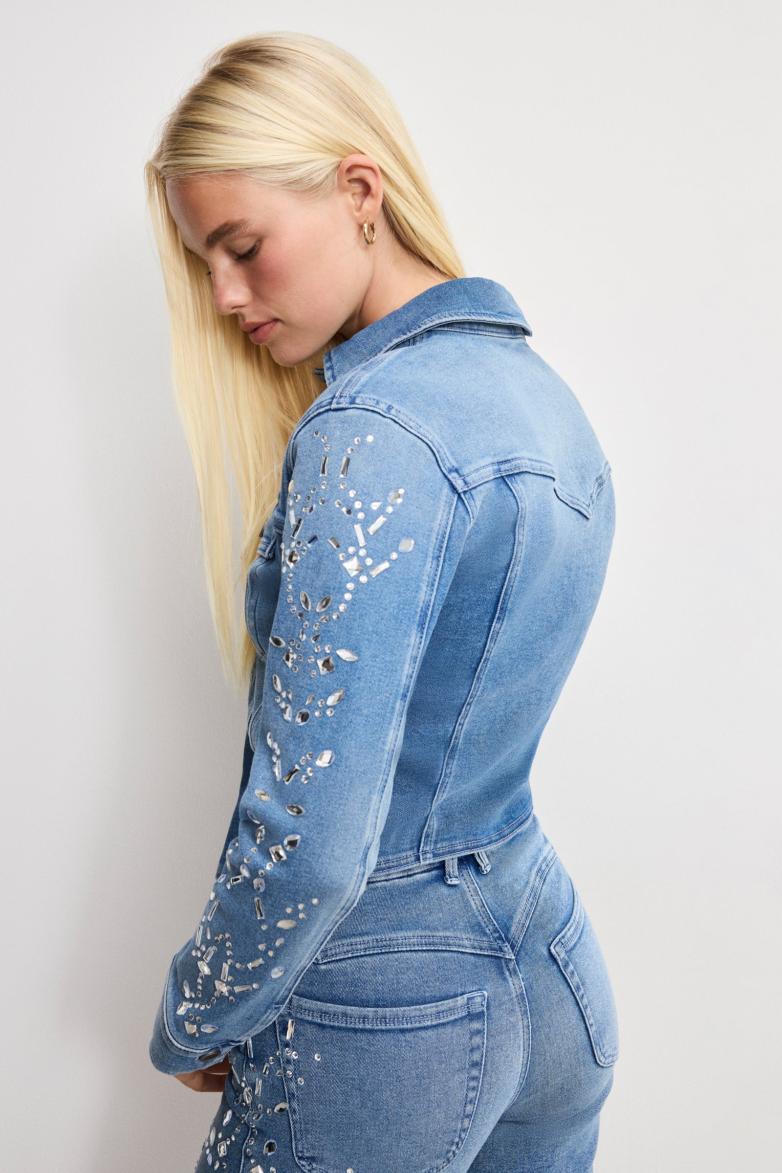 DOLLY CRYSTAL FITTED JACKET | INDIGO1089