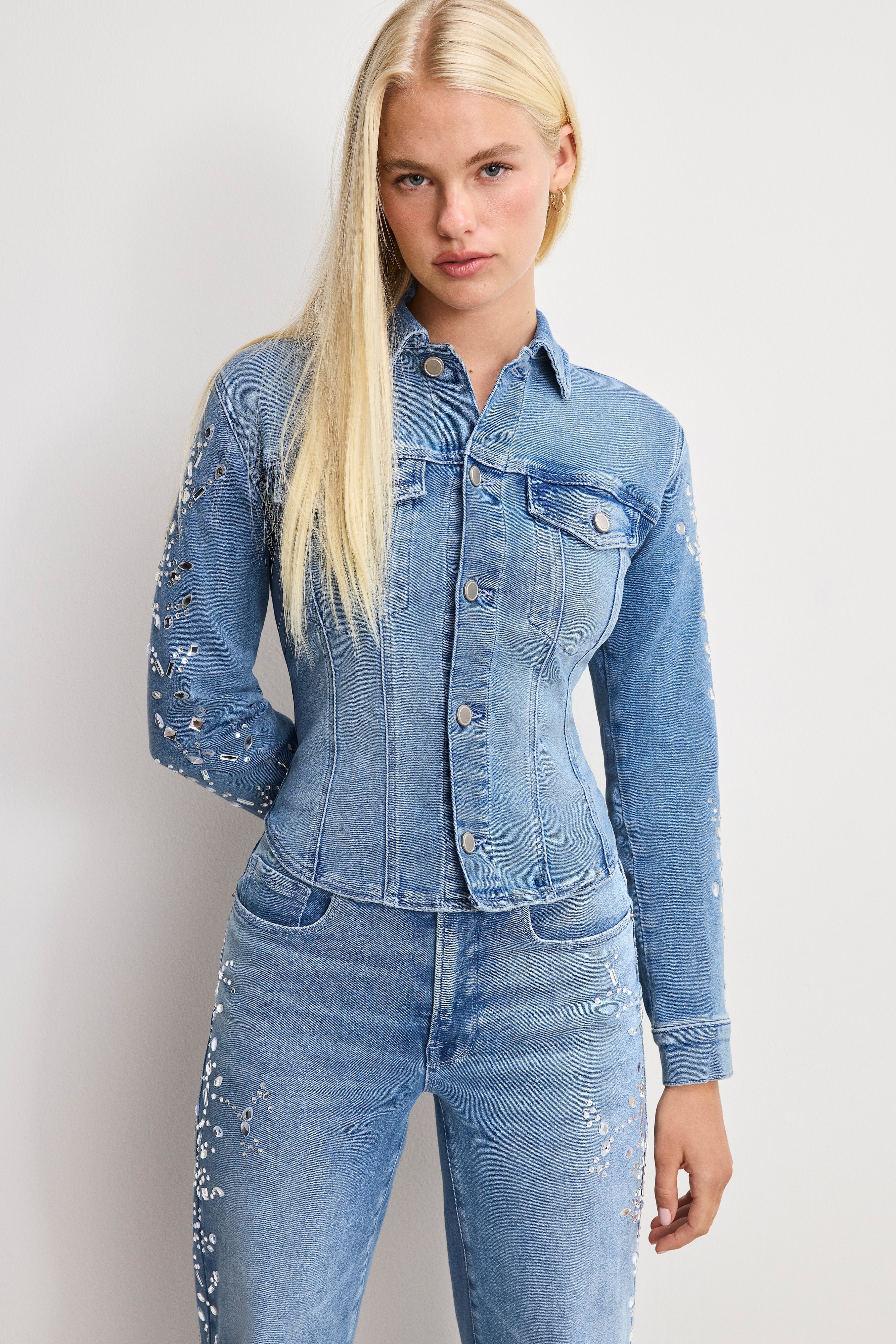 DOLLY CRYSTAL FITTED JACKET | INDIGO1089 – GOOD AMERICAN