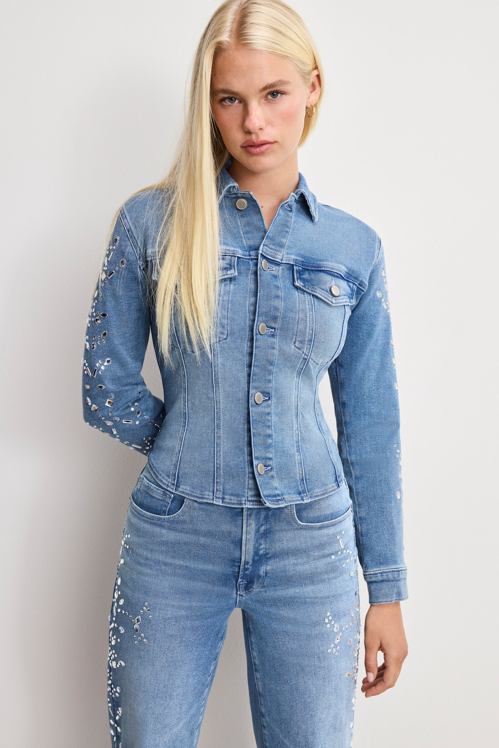 DOLLY CRYSTAL FITTED JACKET | INDIGO1089