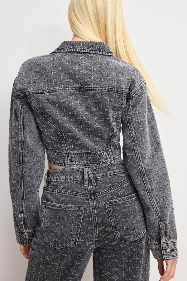 DOLLY CRYSTAL DENIM JACKET | BLACK415