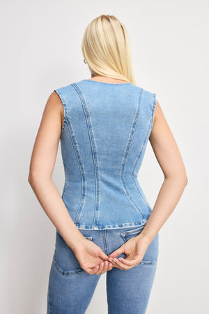 DOLLY LACE UP PEPLUM TOP | INDIGO1090