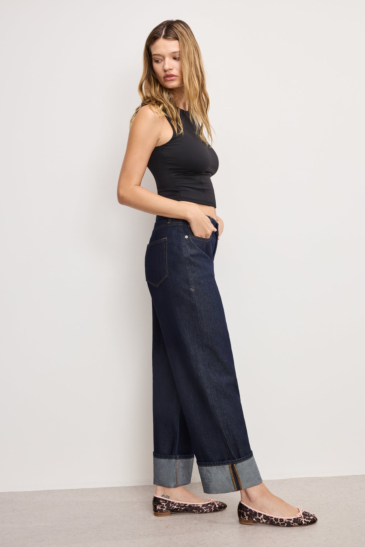 GOOD LOW RISE BAGGY CUFFED JEANS | INDIGO1006