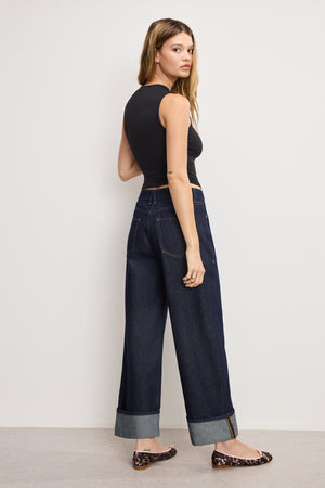 GOOD LOW RISE BAGGY CUFFED JEANS | INDIGO1006