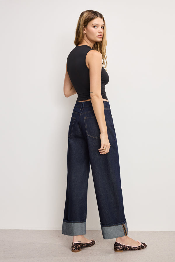 GOOD LOW RISE BAGGY CUFFED JEANS | INDIGO1006