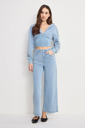 JEANIUS ZIP UP HOODIE | INDIGO1157
