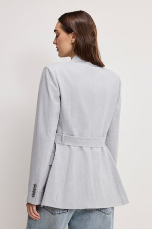 ESSENTIAL SUITING BELTED BLAZER | CROSSHATCH GREY
