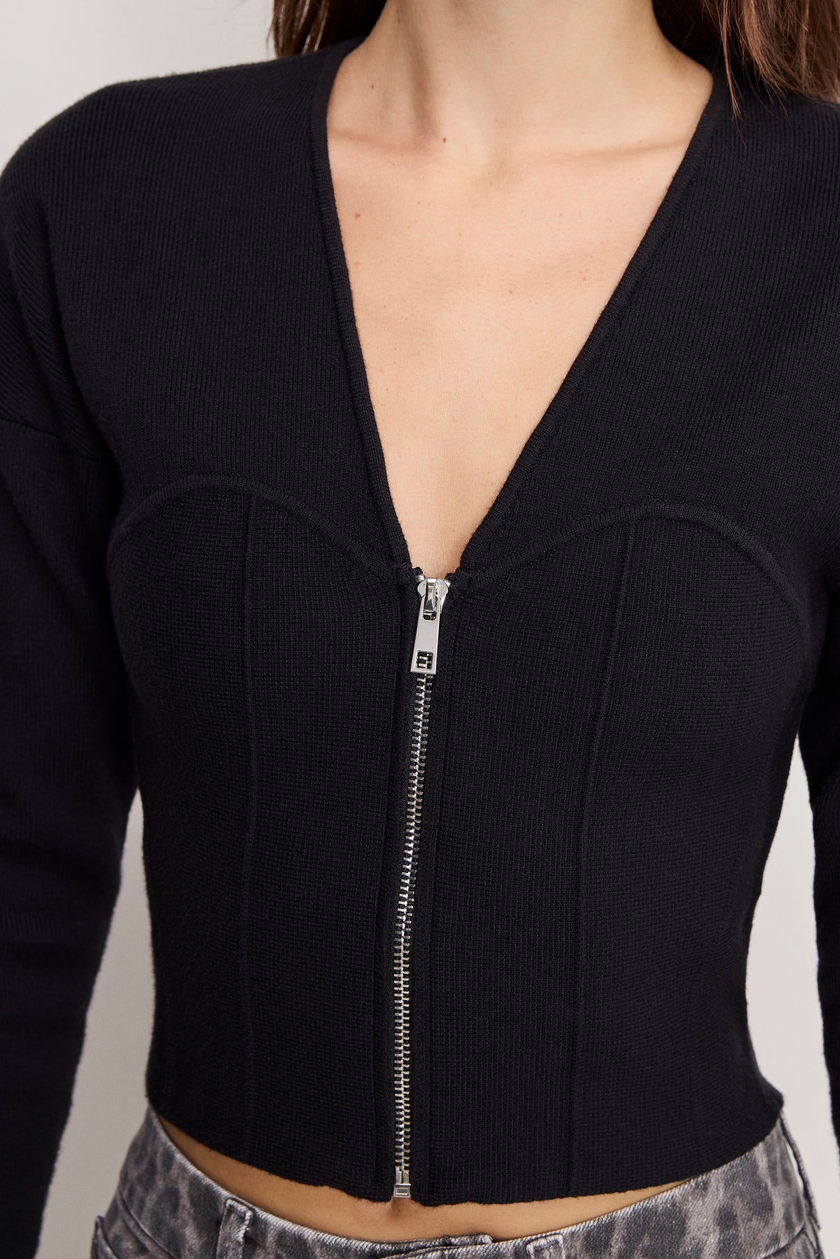 BUSTIER SWEATER | BLACK001-3 | GOOD AMERICAN | MODEL_A