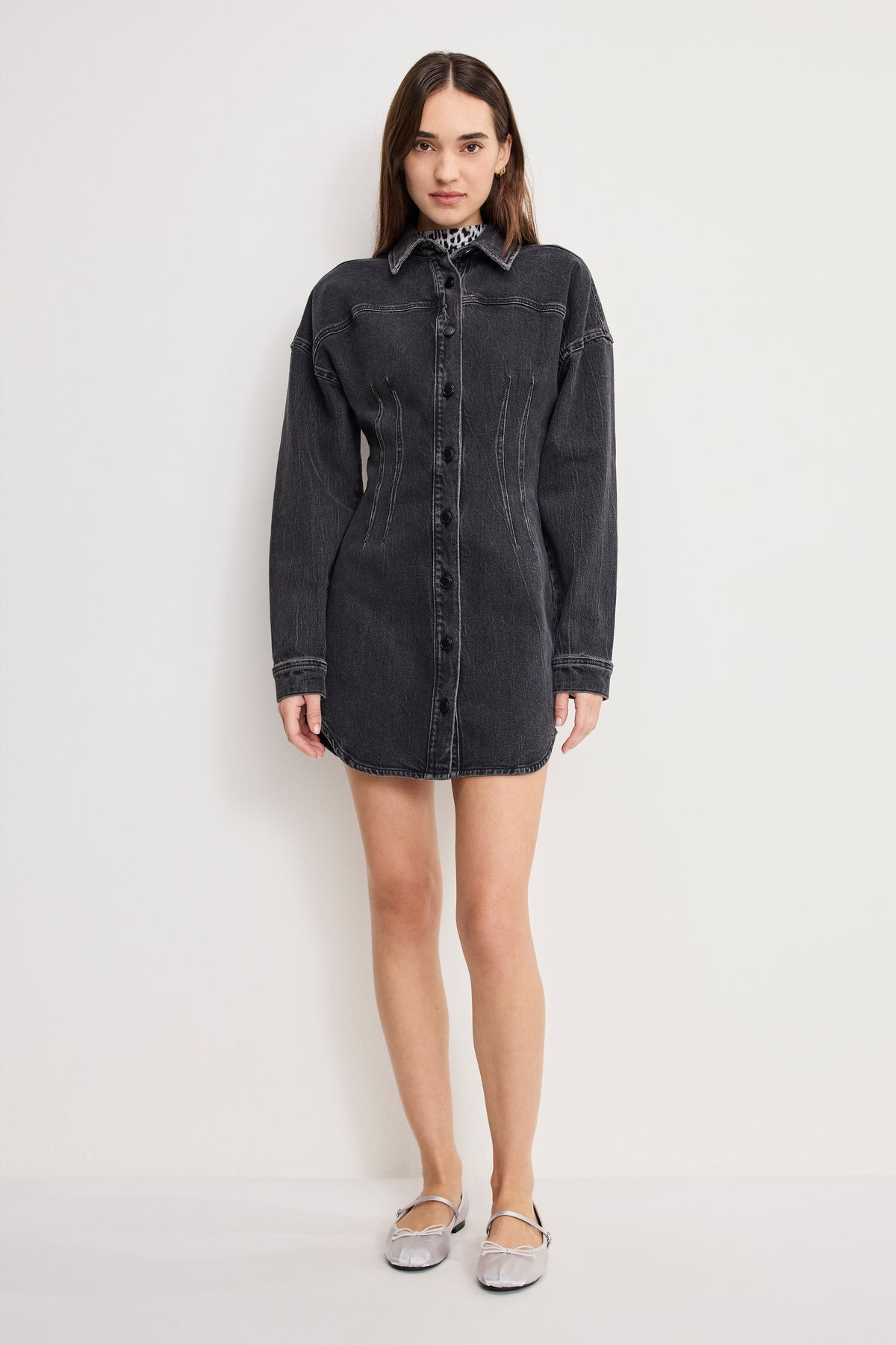 SHAPED DENIM DRESS | K418