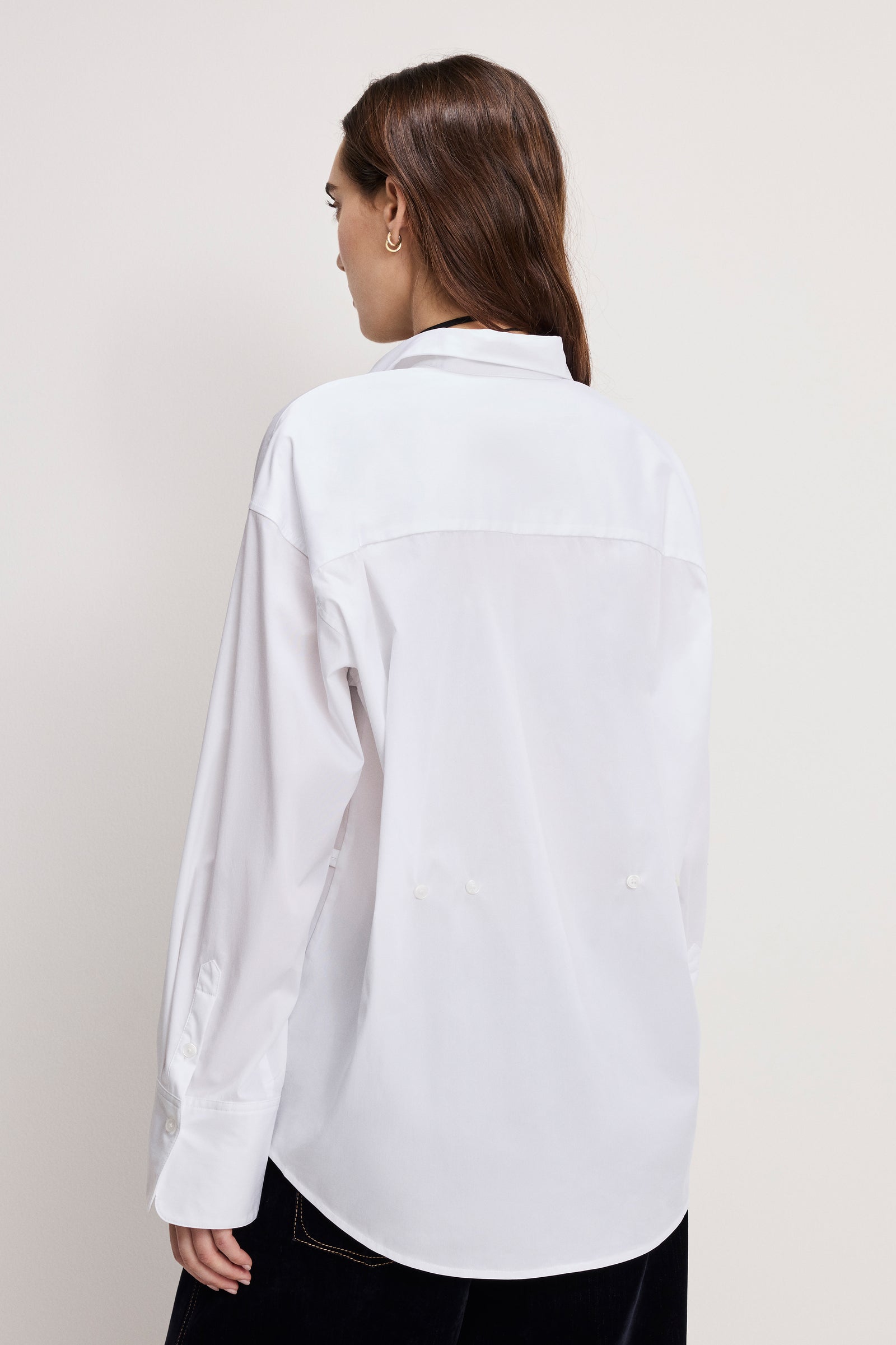 POPLIN OVERSIZED SHIRT W BUTTON ADJUSTABLE WAIST | WHITE001