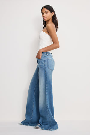 SOFT TECH GOOD WAIST PALAZZO JEANS | INDIGO1146