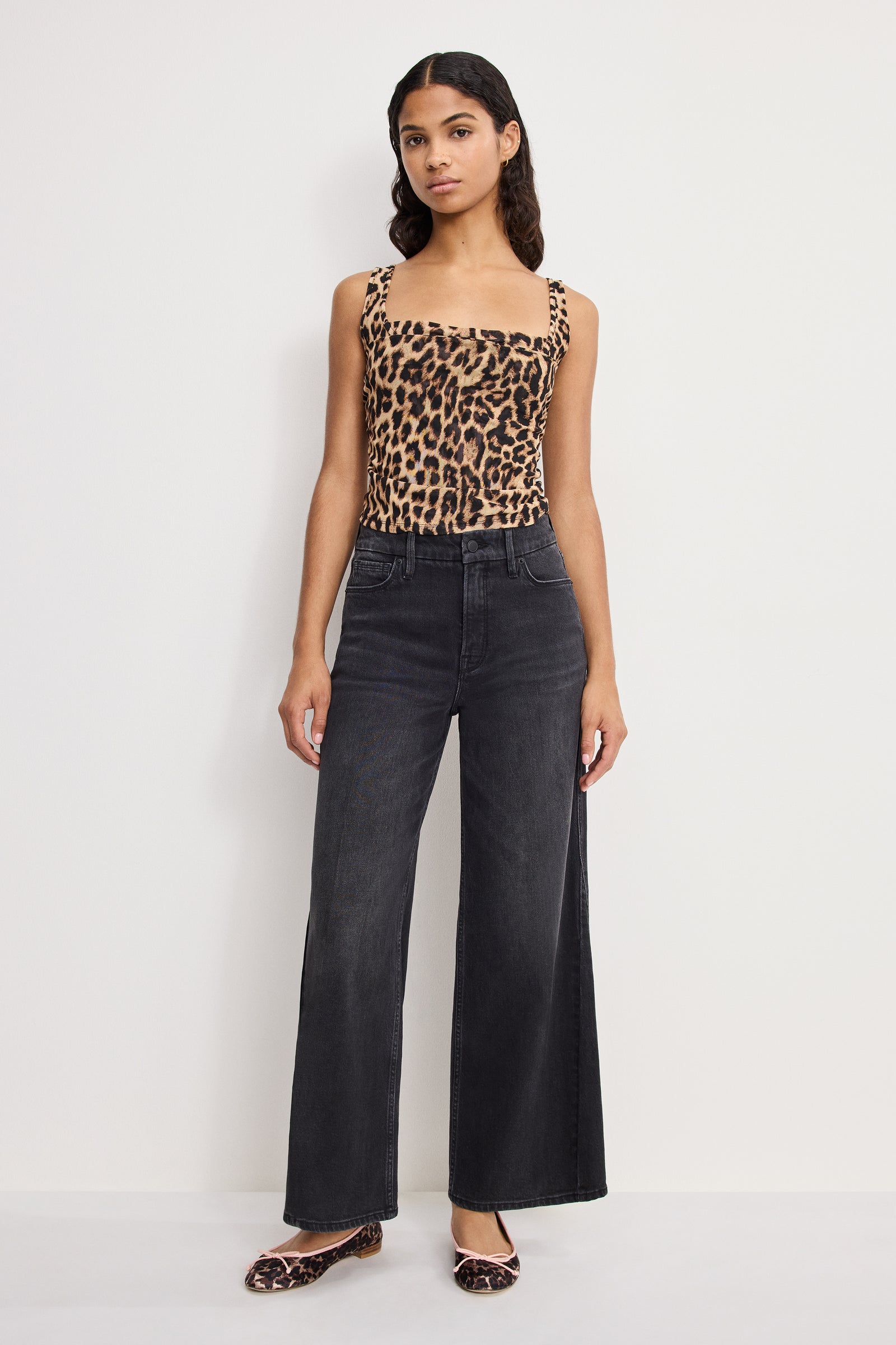 GOOD SKATE CROPPED WIDE JEANS | BLACK407