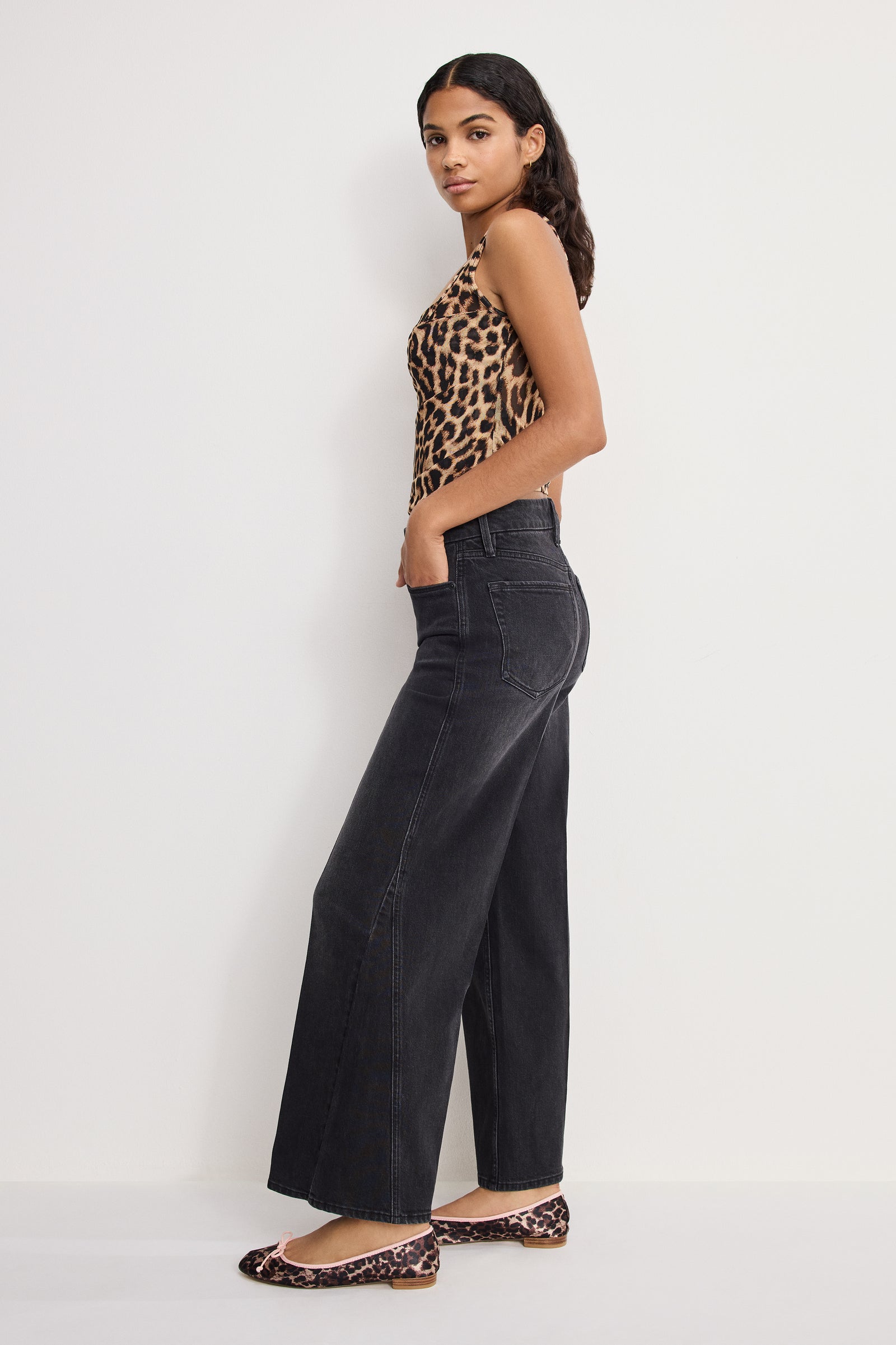 GOOD SKATE CROPPED WIDE JEANS | BLACK407