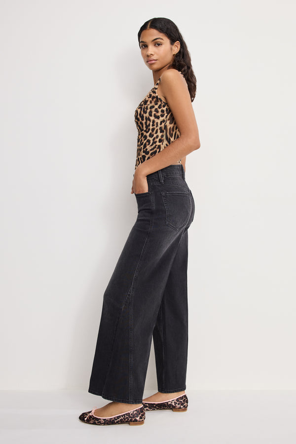 GOOD SKATE CROPPED WIDE JEANS | BLACK407