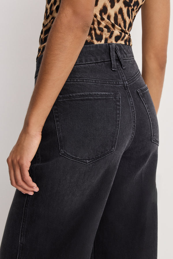 GOOD SKATE CROPPED WIDE JEANS | BLACK407