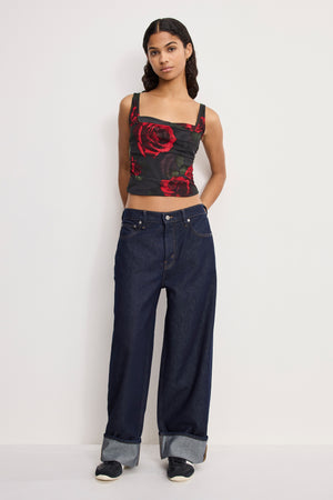 MESH BUSTIER | MOODY RED ROSES001